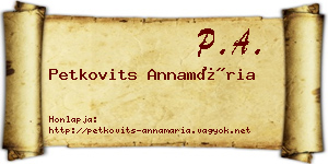Petkovits Annamária névjegykártya