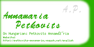 annamaria petkovits business card